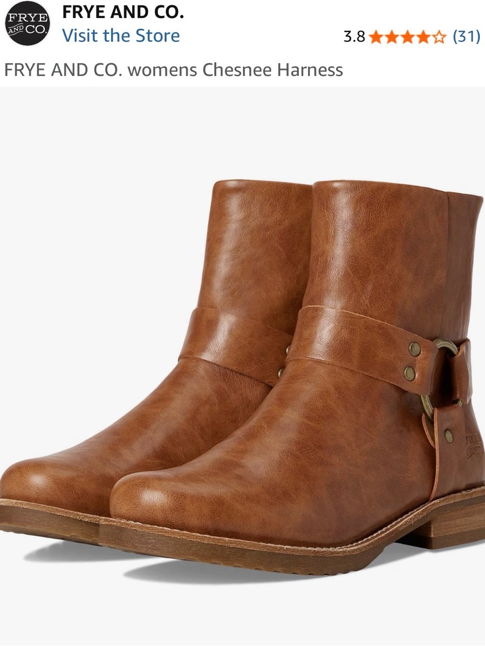 FRYE AND CO. Chesnee Harness Ankle Boots in Cognac Brown
